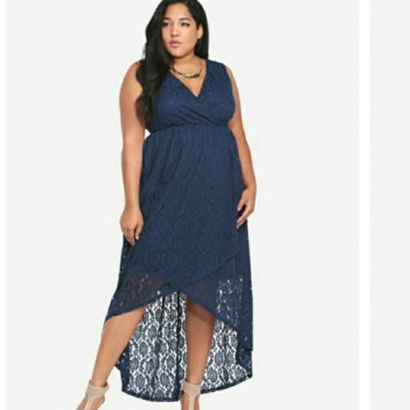 torrid Dresses & Skirts - Torrid navy blue lace high low sleeveless dress